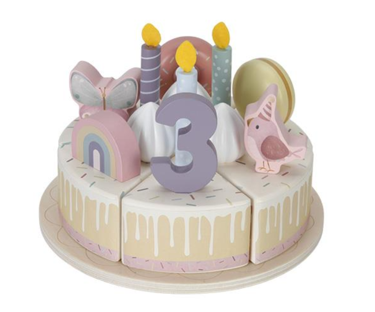 Wooden birthday cake Pink - 26-pcs