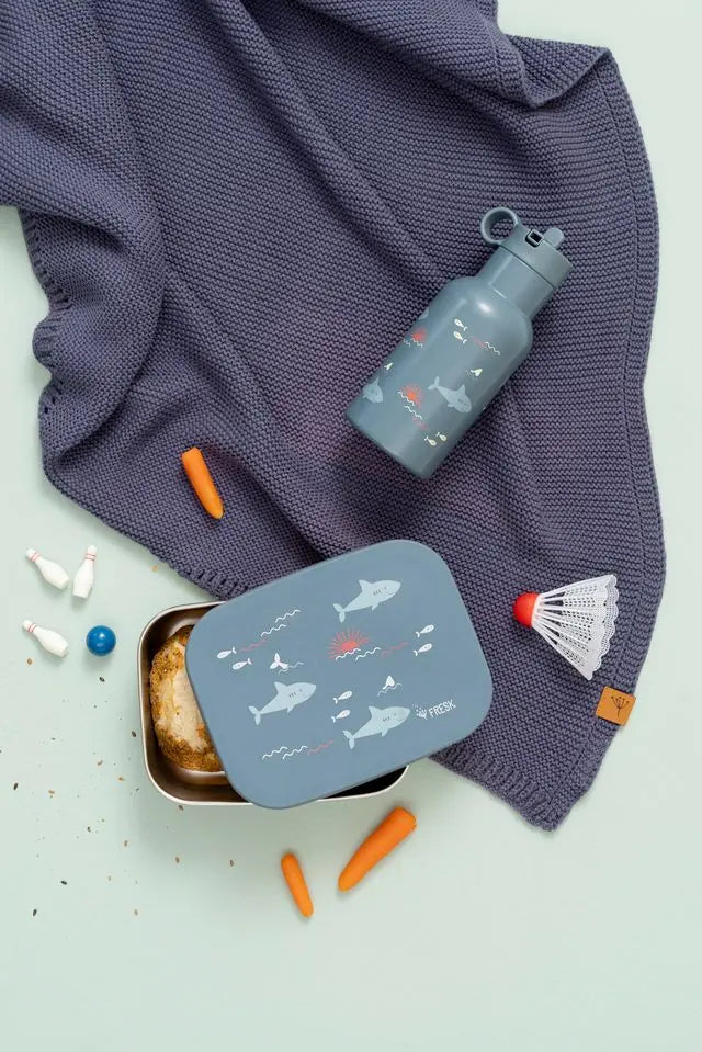 קופסת אוכל נירוסטה וסיליקון – כרישים