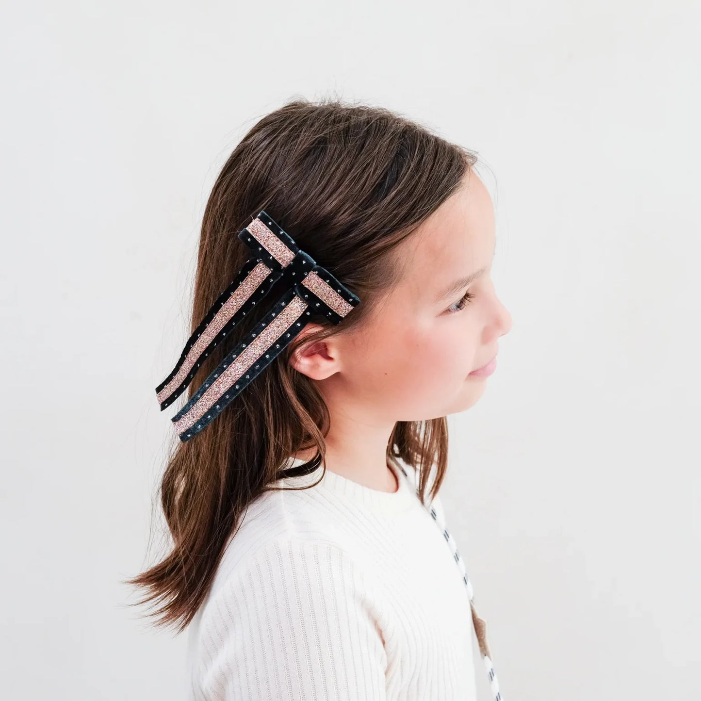 Velvet Bow Hair Clip - Green