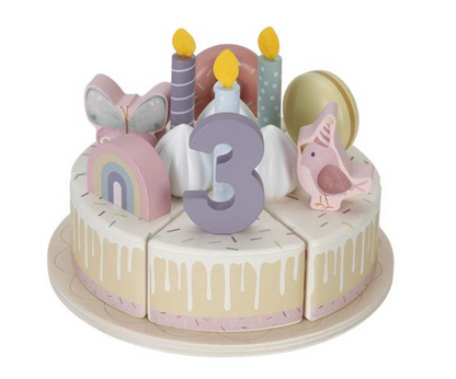 Wooden birthday cake pink - 26-pcs