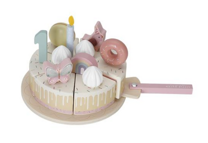 Wooden birthday cake pink - 26-pcs