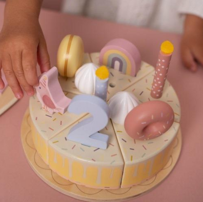 Wooden birthday cake pink - 26-pcs