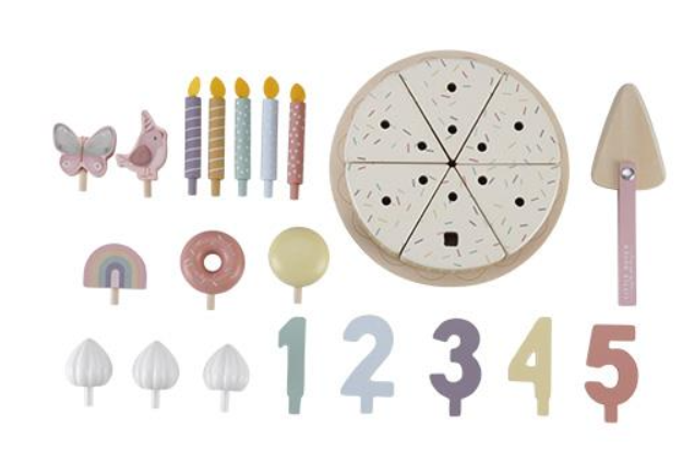 Wooden birthday cake pink - 26-pcs