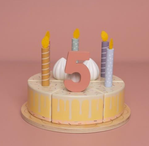 Wooden birthday cake pink - 26-pcs