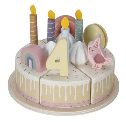 Wooden birthday cake pink - 26-pcs