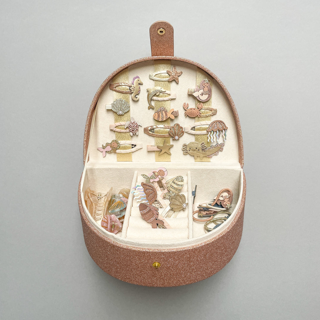 קופסת תכשיטים ורודה בצבע קשת