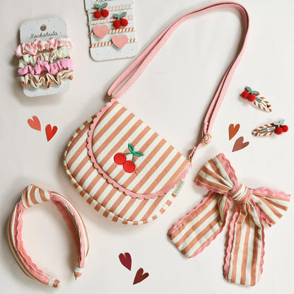 Stripy Cherry Scallop Bag