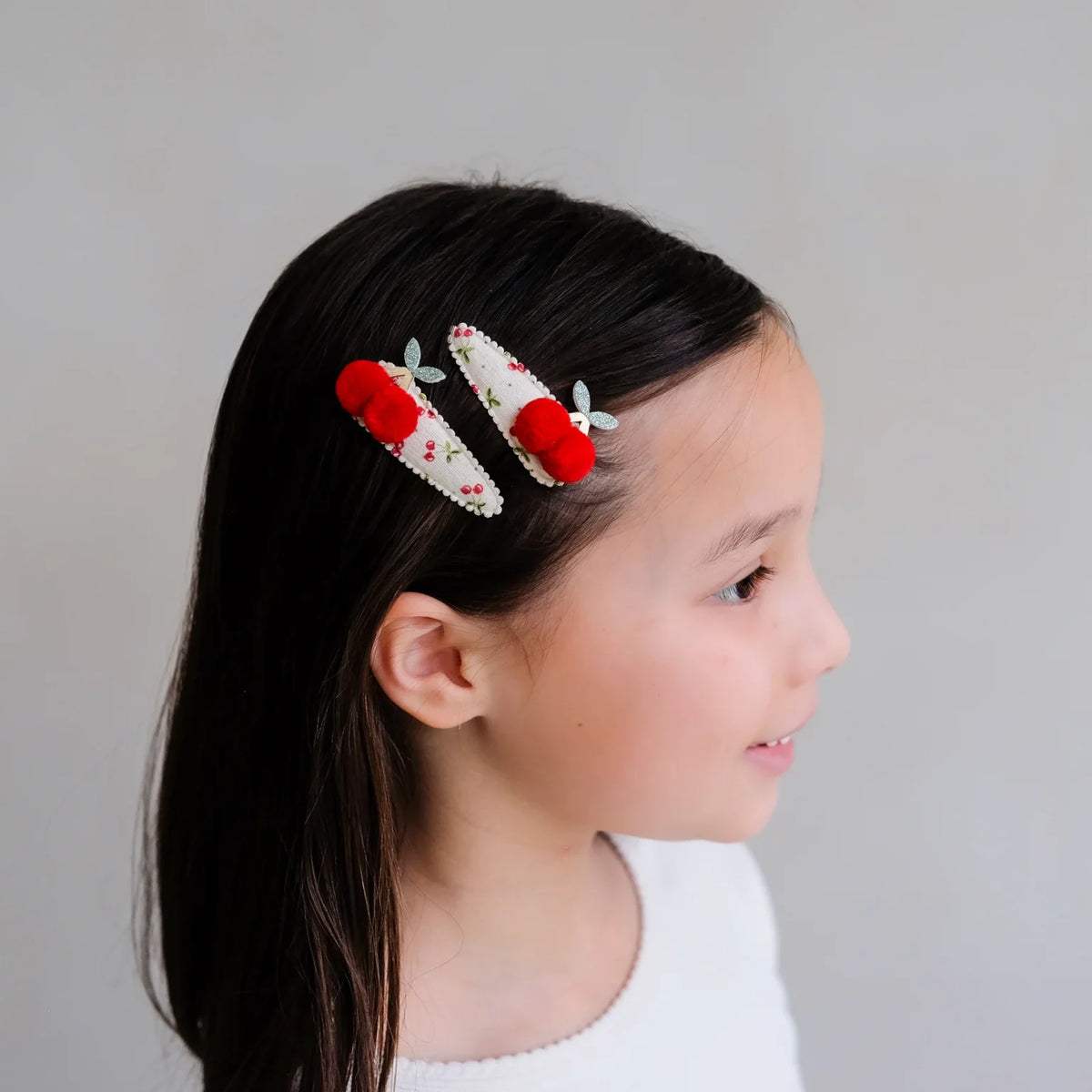 Pom Pom Cherries Hair Clips