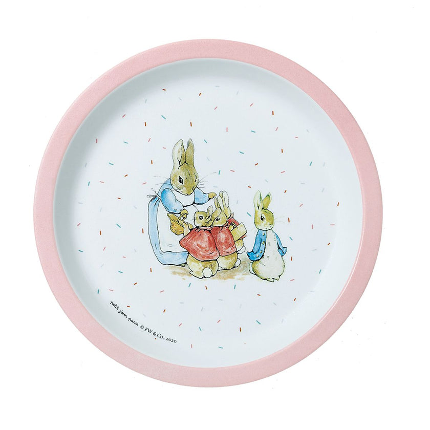 Pink rimmed plate Peter Rabbit (diameter 18)
