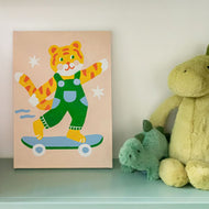 Paint by numbers on canvas - Tiger on skateboard