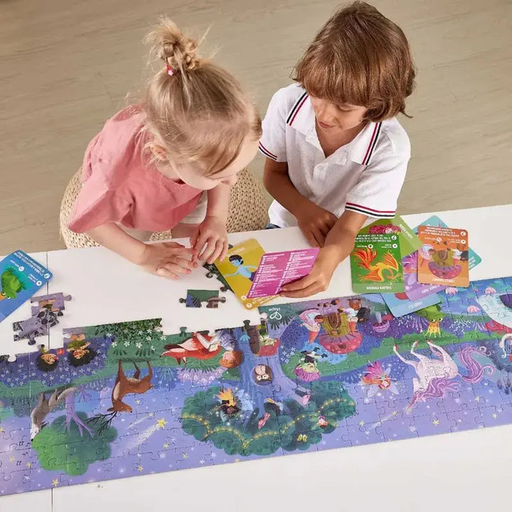 פאזל יער הקסם של Hape, 200 חלקים, פאזל ענק וצבעוני ארוך