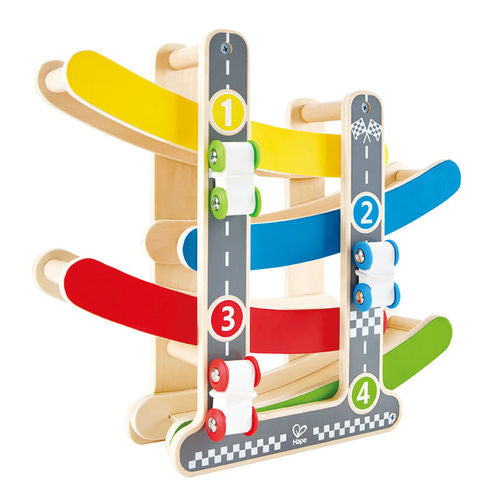 Solid Wood Racing Car Ramp + 3 Cars