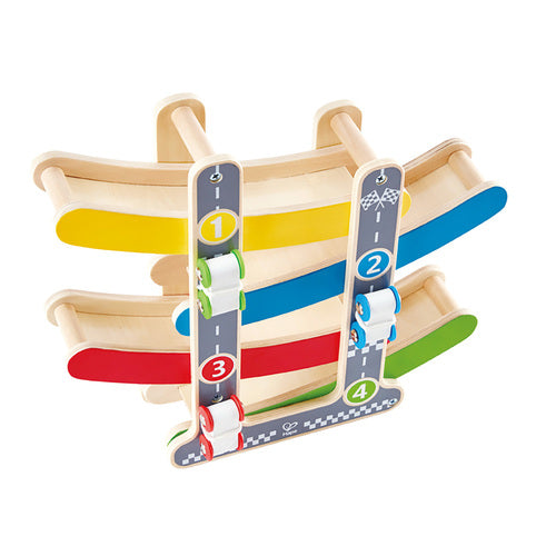 Solid Wood Racing Car Ramp + 3 Cars
