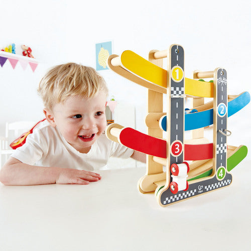 Solid Wood Racing Car Ramp + 3 Cars