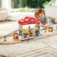 Portable Train Station! (40 pieces) by Hape