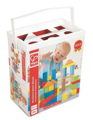 Set of 101 Colorful Wooden Building Blocks Hape