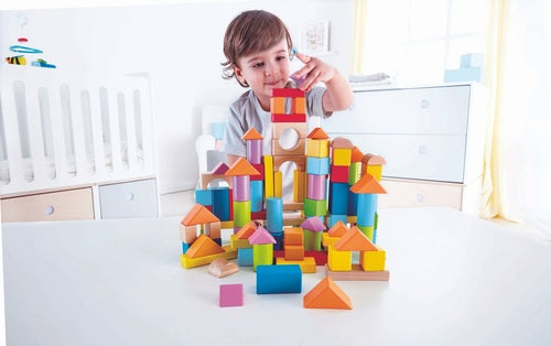 Set of 101 Colorful Wooden Building Blocks Hape