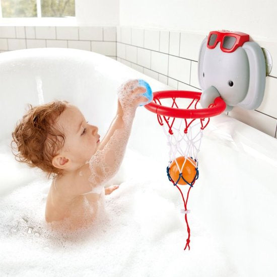 כדורסל אמבט מבית Hape - פיל - סל בדמות פיל חמוד, להדביקה לקיר חדר האמבטיה