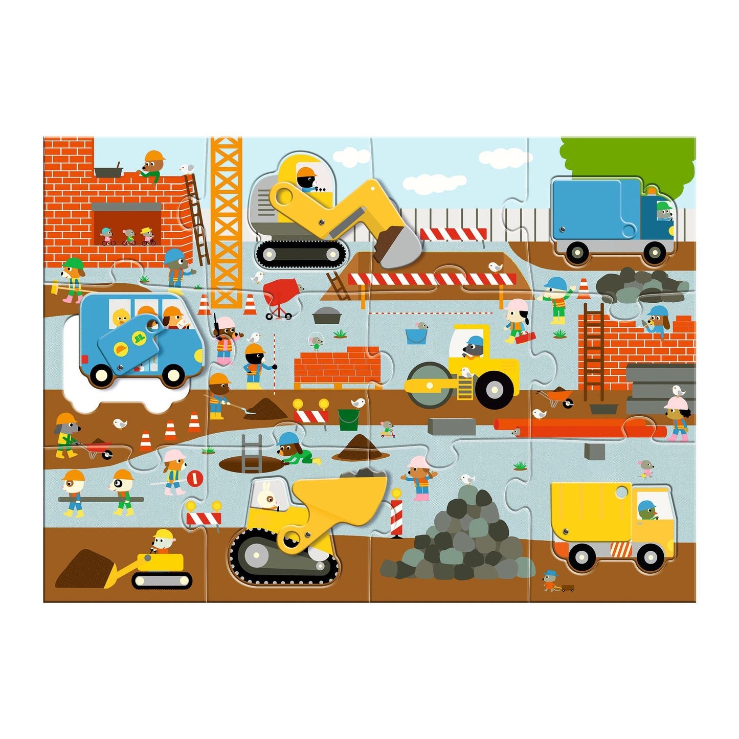 Floor puzzle 12+5 - Construction site