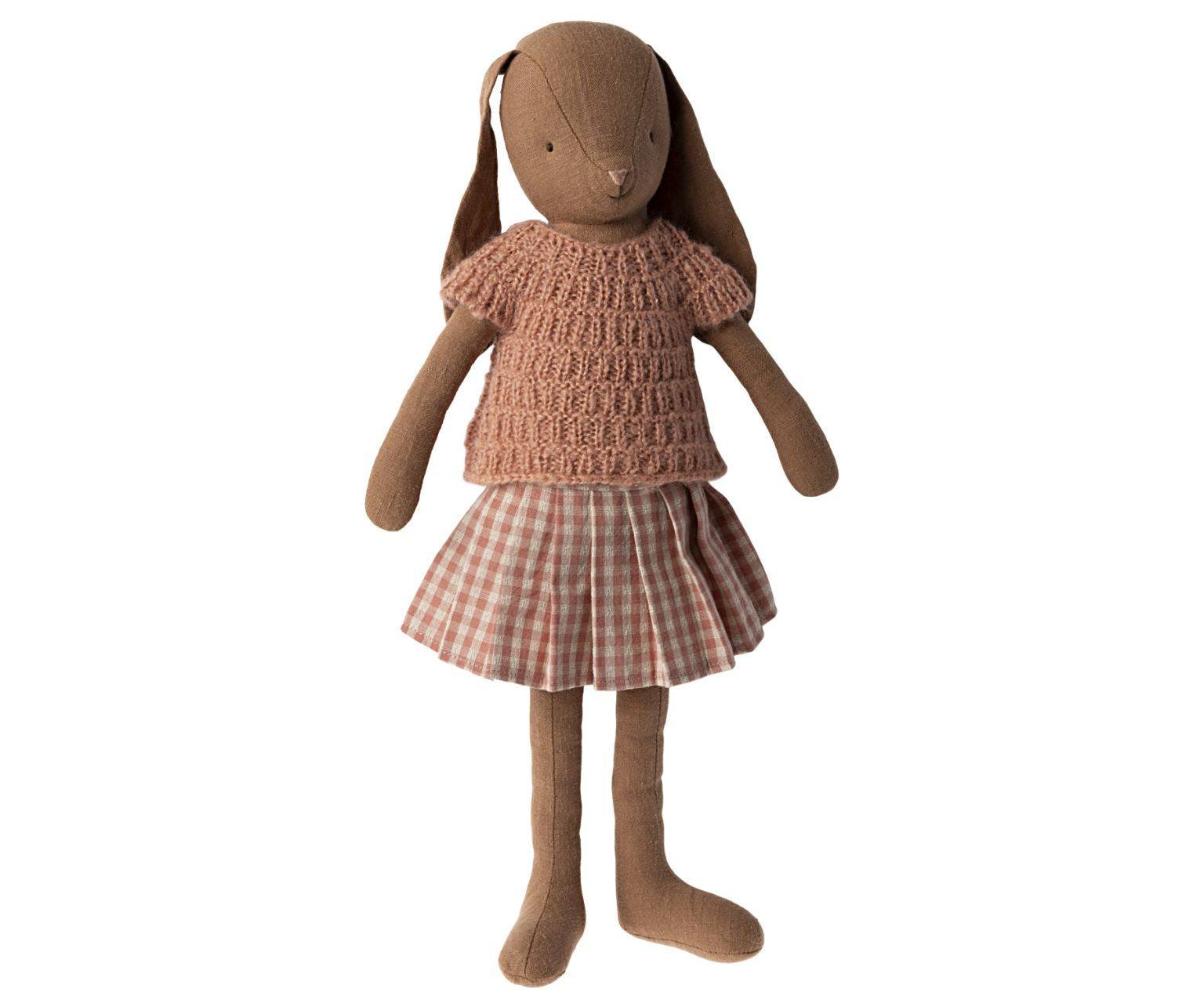 Bunny size 3, Chocolate brown, Knitted shirt and skirt