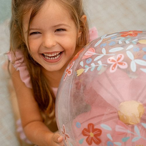 Beach Ball 3D Figure Pink Flowers