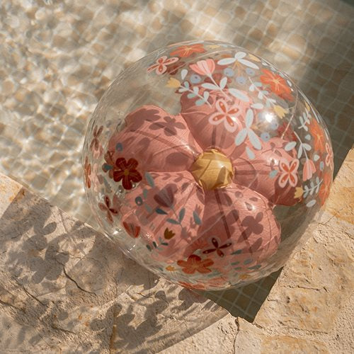 Beach Ball 3D Figure Pink Flowers