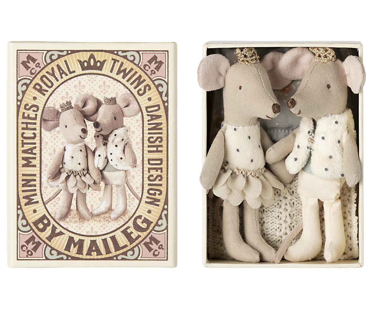 Royal twin mouse dolls, little sister and brother in a box