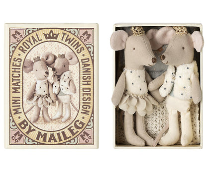 Royal twin mouse dolls, little sister and brother in a box