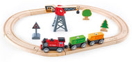 סט מסילות רכבת מטען + קטר חשמלי מעץ מלא 19 חלקים Hape