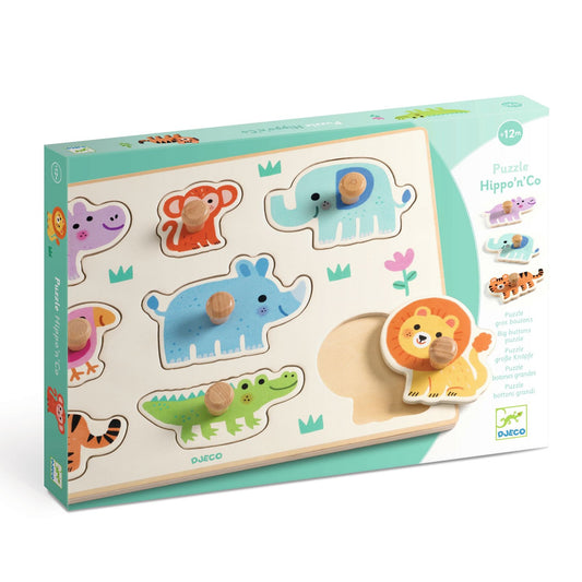 Wooden puzzle - Hippo and friends