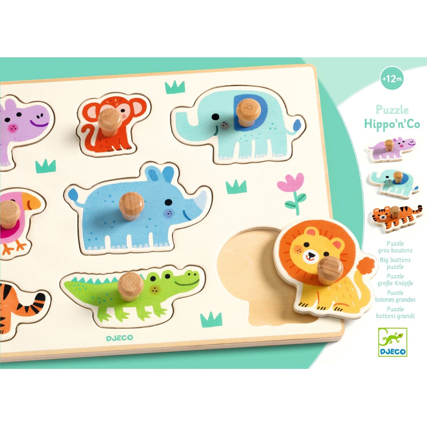 Wooden puzzle - Hippo and friends