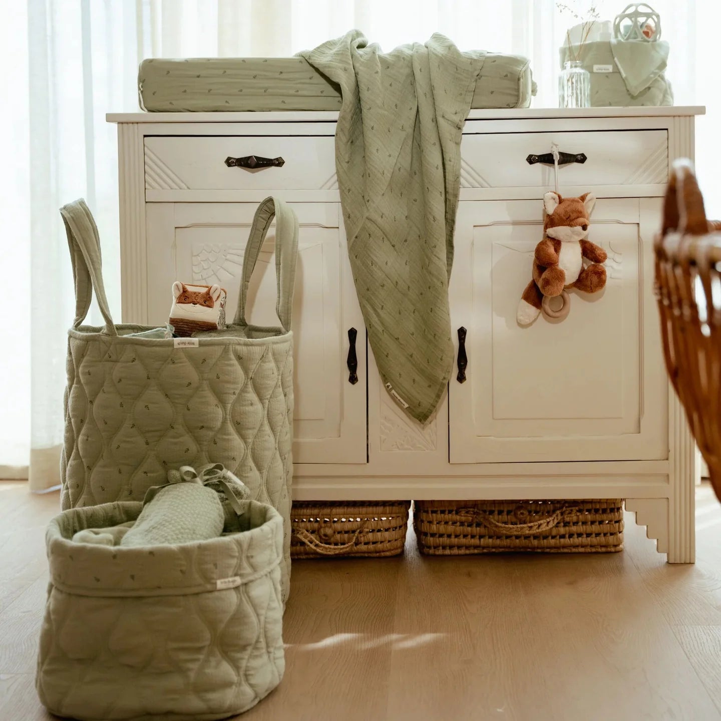 Quilted Basket Large | Sage