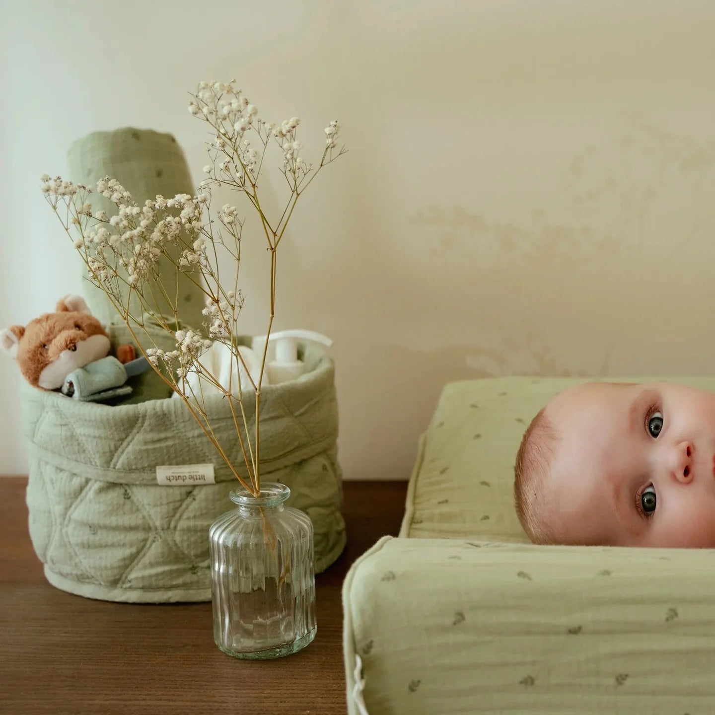 Quilted Storage Basket Small | Sage