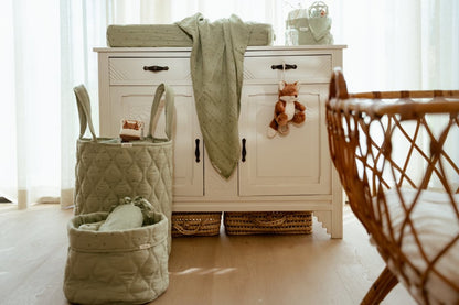 Quilted Storage Basket Small | Sage