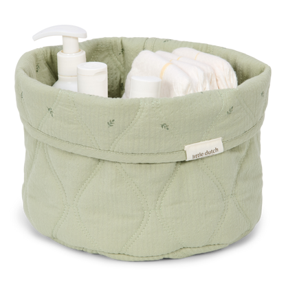 Quilted Storage Basket Small | Sage