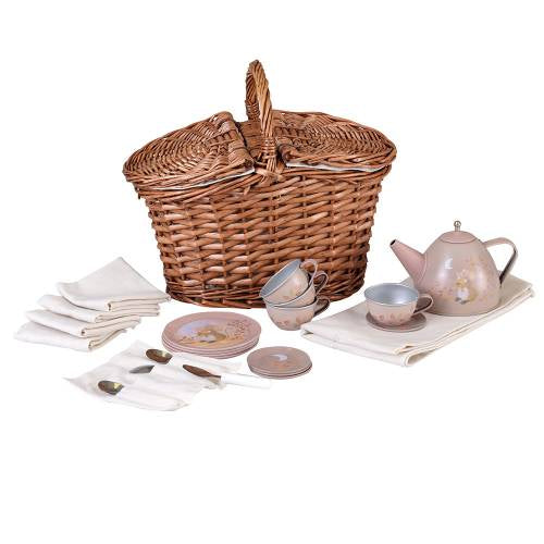 Mouse Tea Set in a Wicker Basket