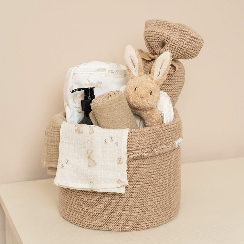 Knitted Storage Basket Round | Beige