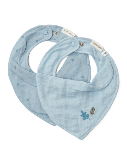 Set of 2 Bandana Bibs | Denim Blue