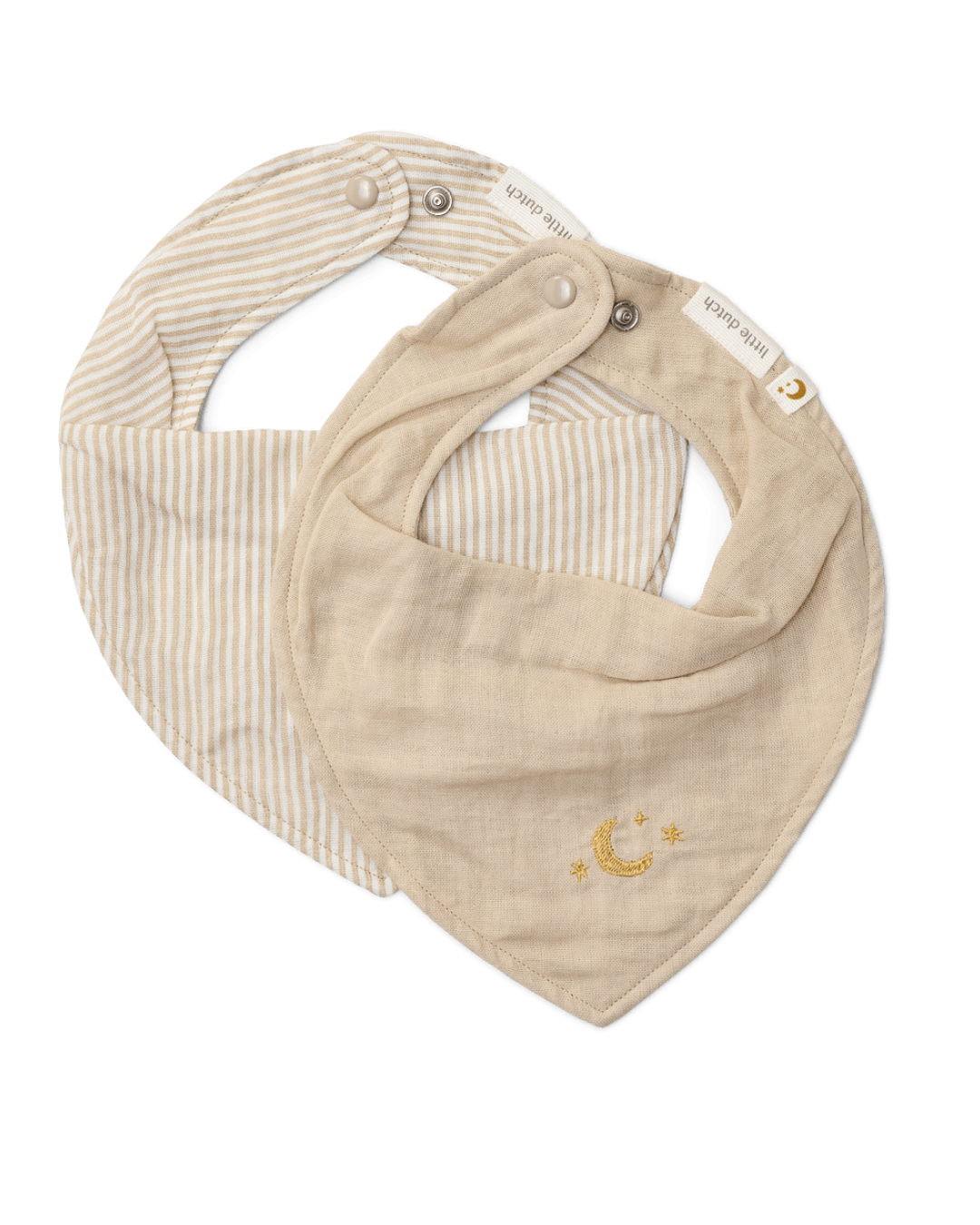 Set of 2 Bandana Bibs | Beige Stripes
