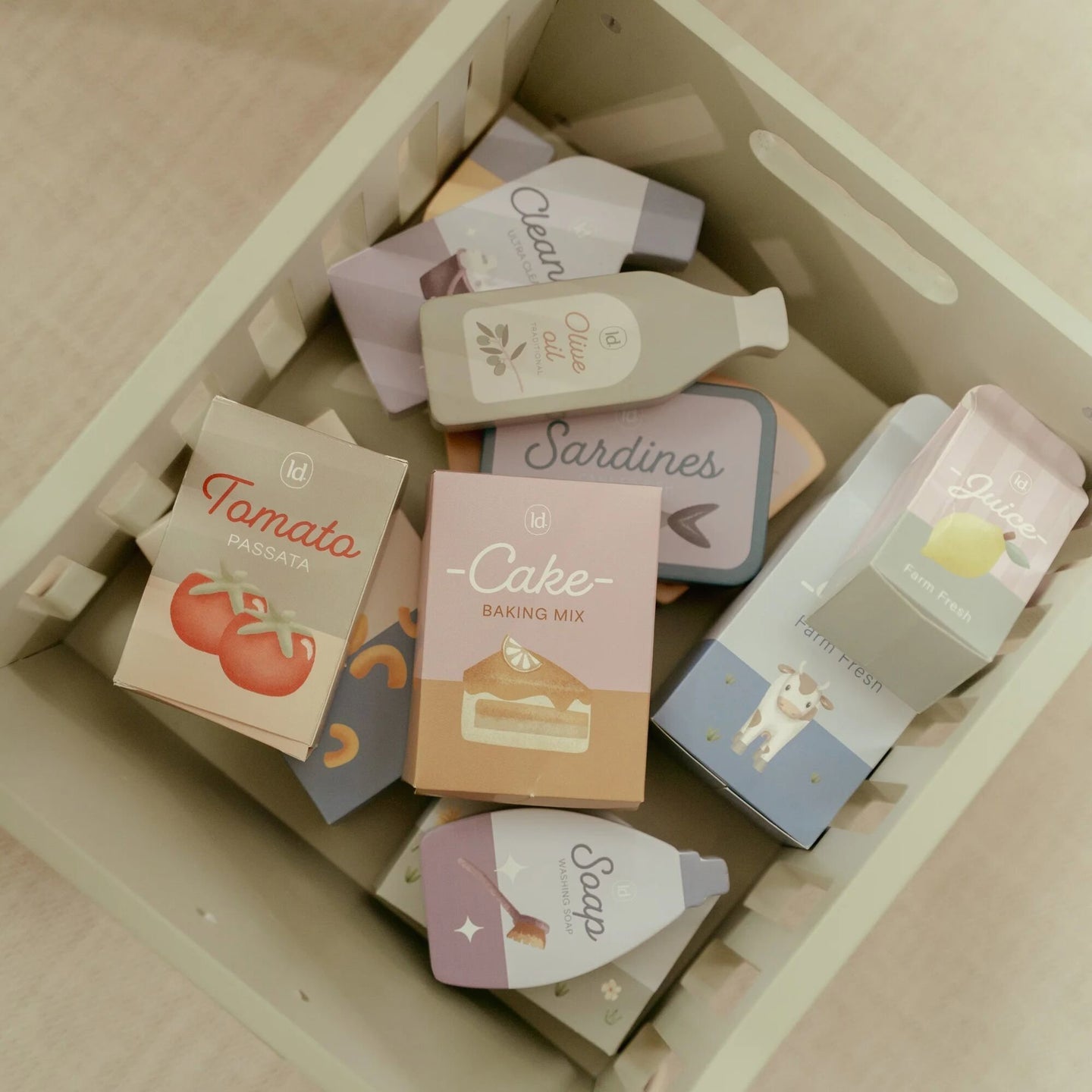 עגלה מעץ לקניות – ירוק – חיוני