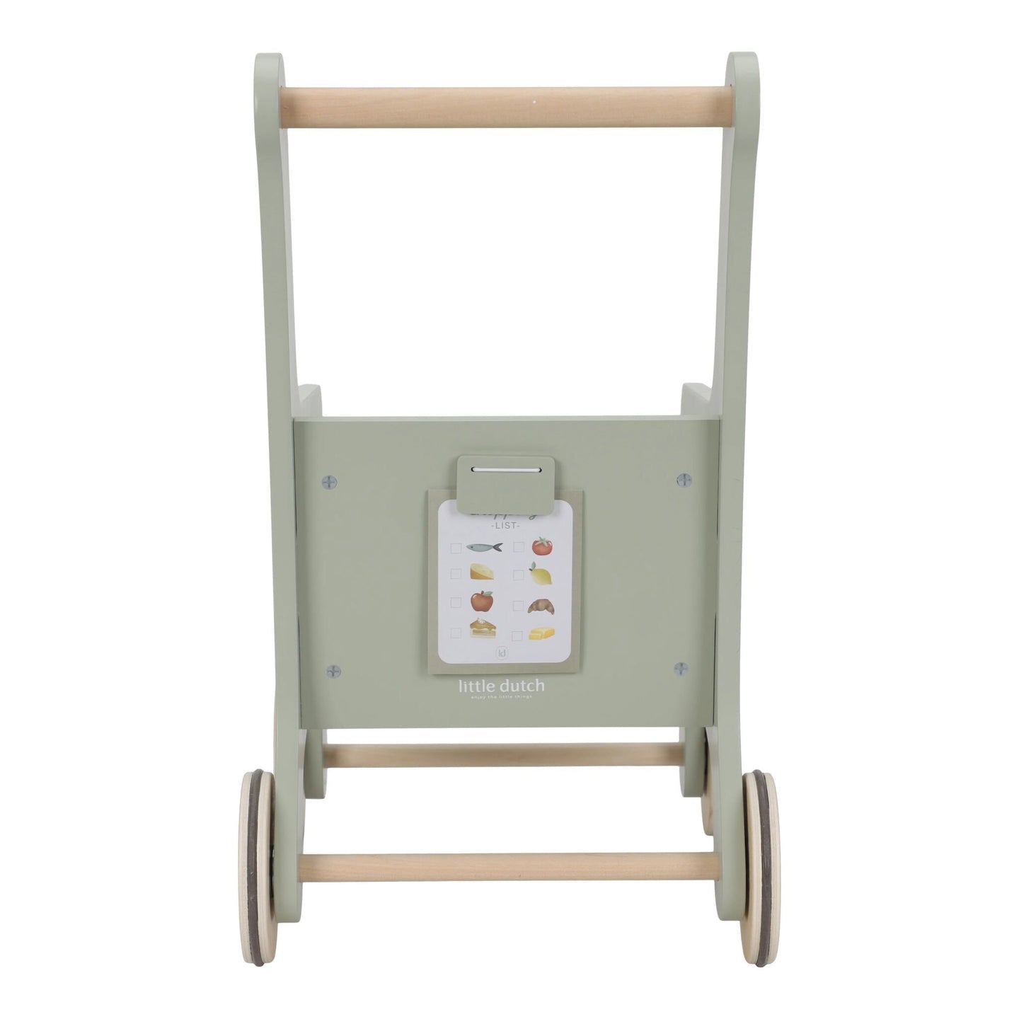 עגלה מעץ לקניות – ירוק – חיוני