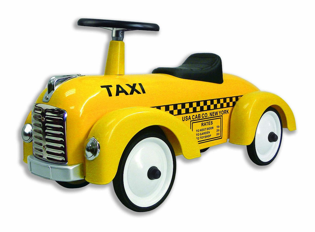 Large Retro Metal Ride-On – Yellow Taxi