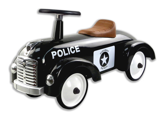 Large Retro Metal Ride-On – Black Police Car